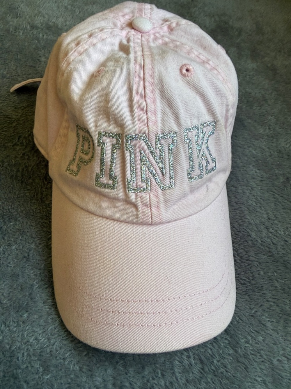 PINK Light Pink Baseball Cap with Sparkle Embroidery